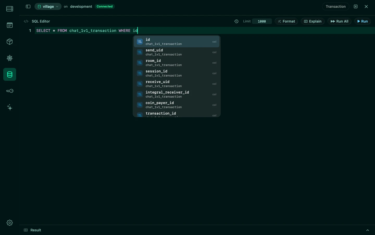 SQL editor · payments.orders